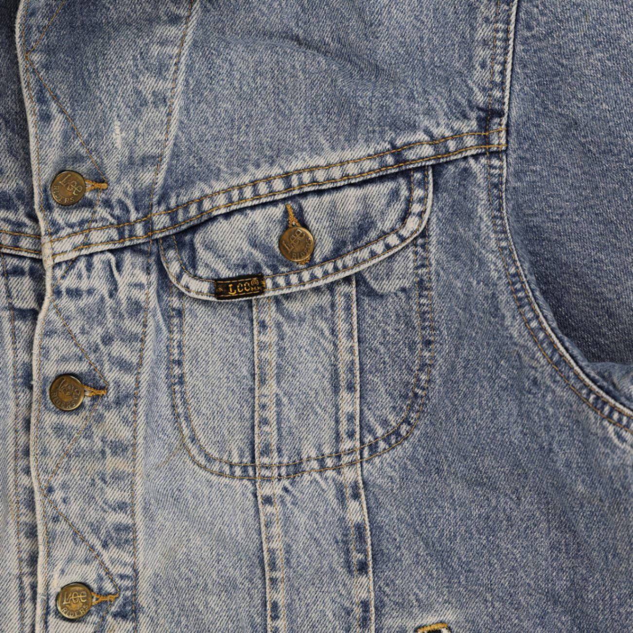 Lee Vintage Denim Jacket Faded Blue Large Cotton Denim Classic Collared
