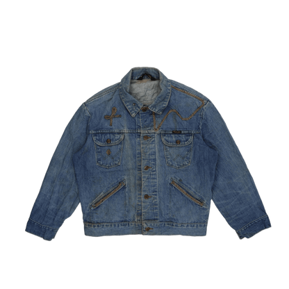 Wrangler Vintage Blue Denim Western Jacket for Men Medium Cotton
