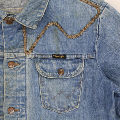 Wrangler Vintage Blue Denim Western Jacket for Men Medium Cotton