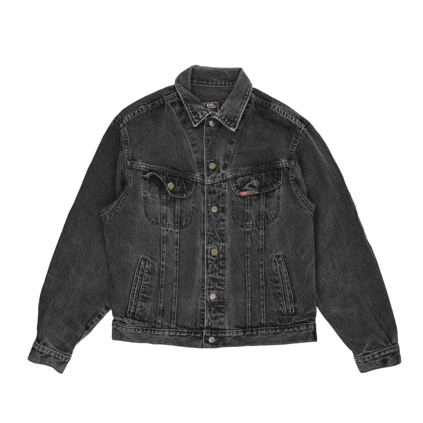 Lee Black Vintage Denim Jacket Large Cotton Casual Collared