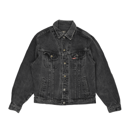 Lee Black Vintage Denim Jacket Large Cotton Casual Collared