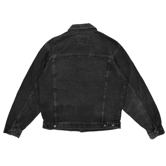 Lee Black Vintage Denim Jacket Large Cotton Casual Collared