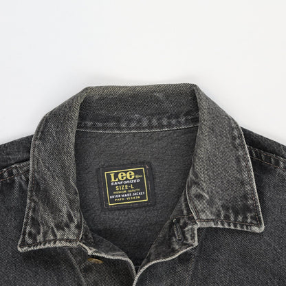 Lee Black Vintage Denim Jacket Large Cotton Casual Collared