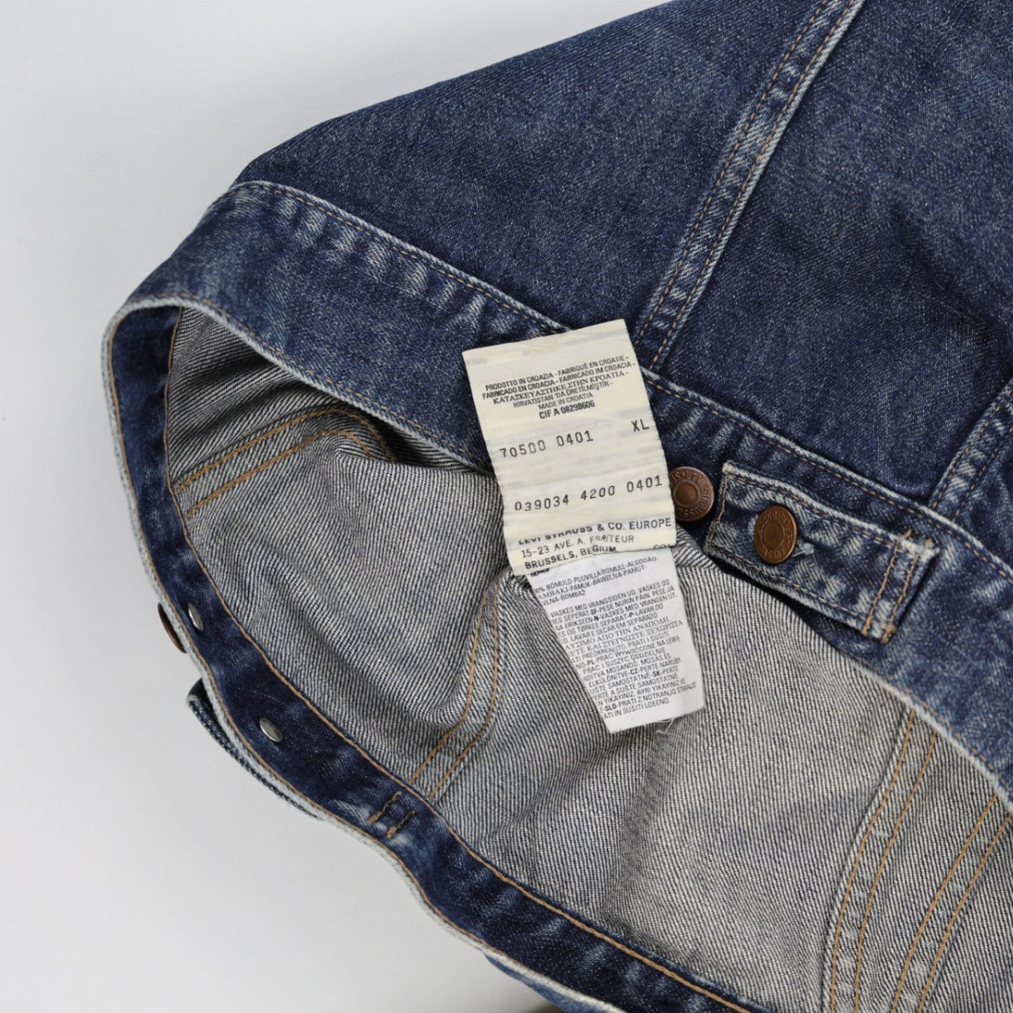 Levi's 70500 XL Vintage Blue Denim Trucker Jacket Cotton