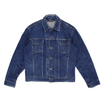 Wrangler Vintage Blue Denim Jacket Large Cotton Collared