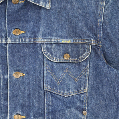 Wrangler Vintage Blue Denim Jacket Large Cotton Collared