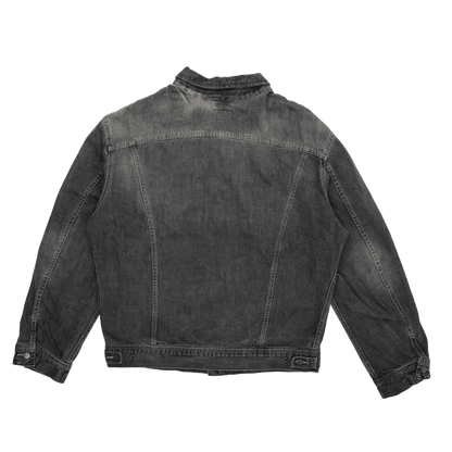 Lee Black Washed Denim Jacket XXL Vintage Cotton Collared