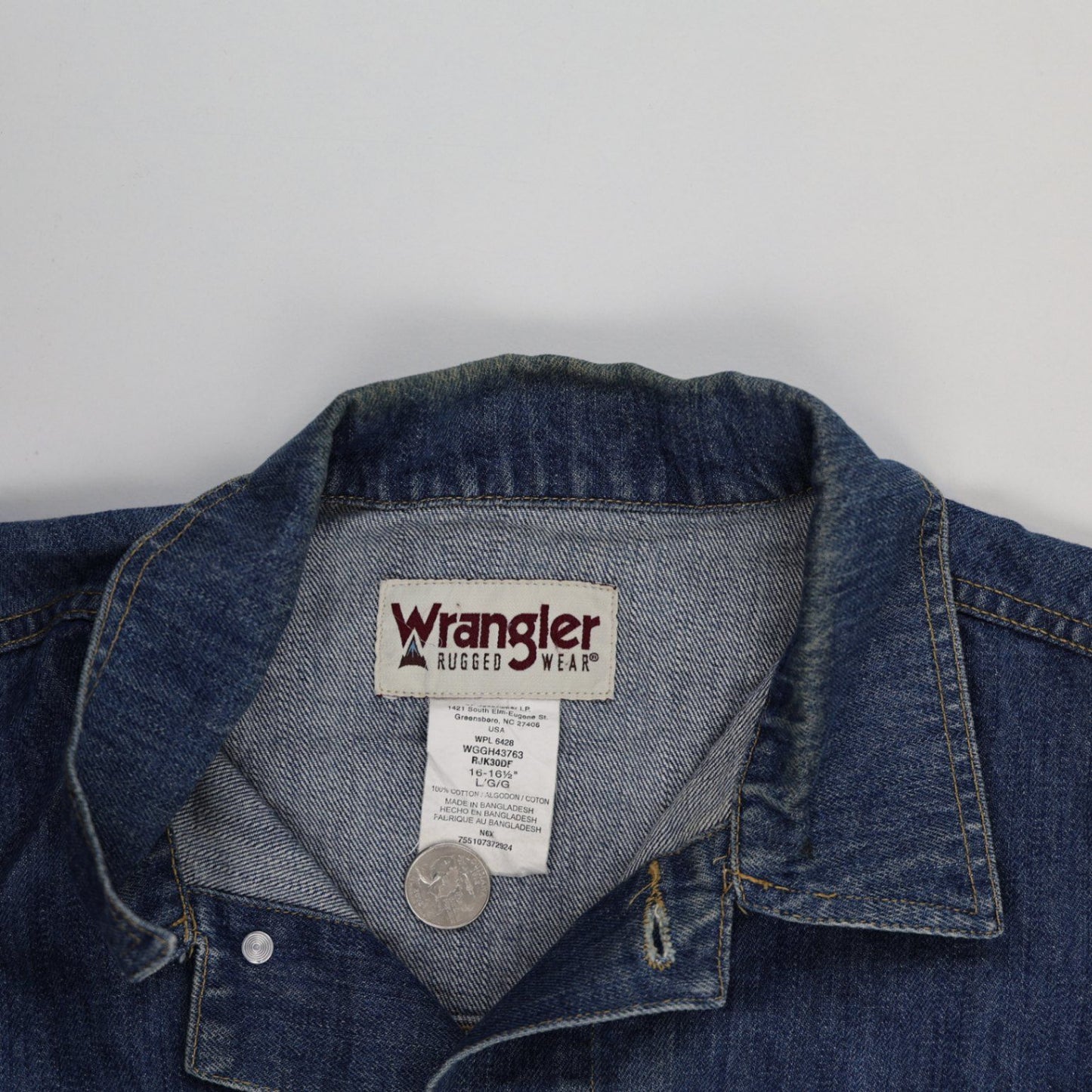 Wrangler Vintage Blue Denim Jacket Men's Large 100% Cotton Collared