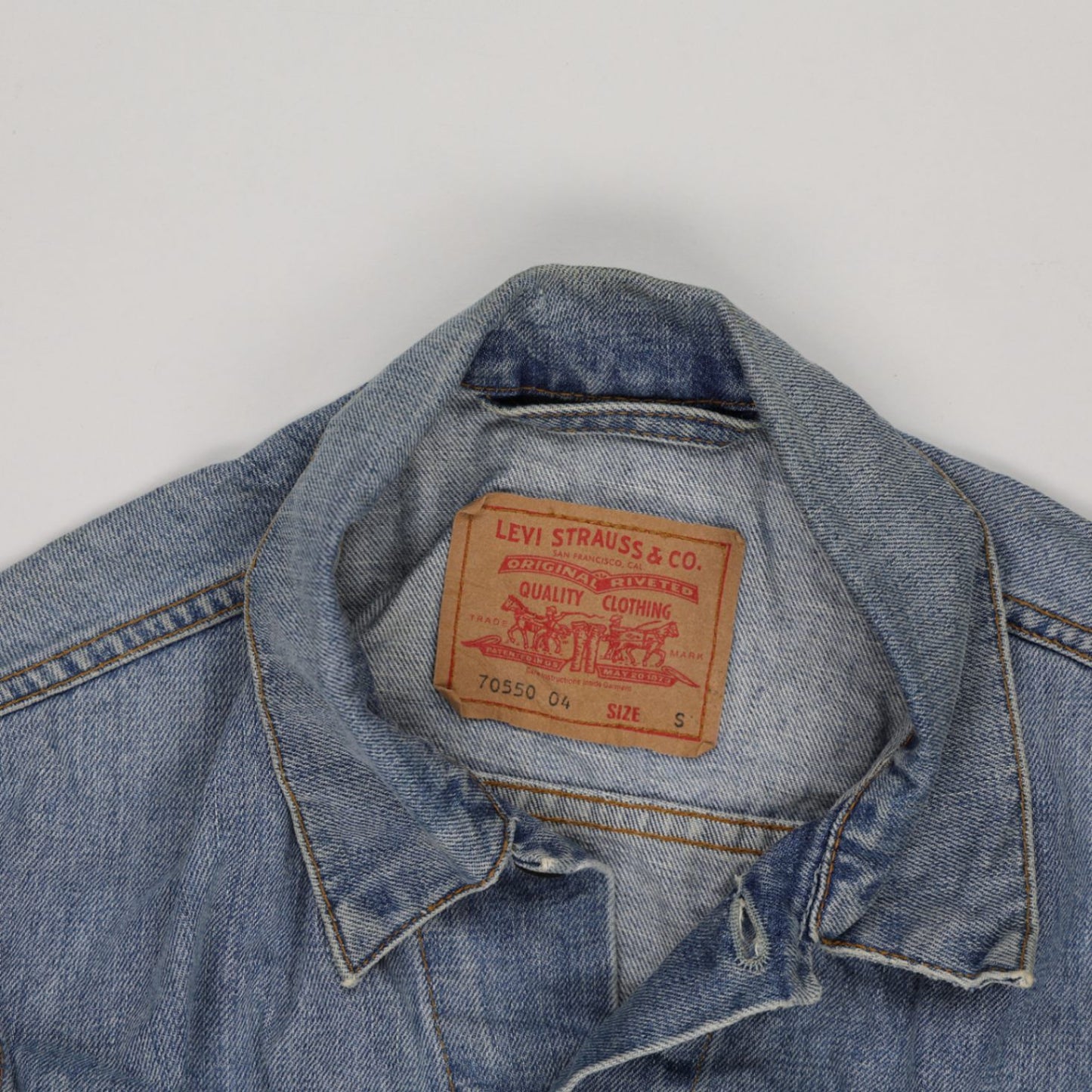 Levi's Vintage 70550 Denim Trucker Jacket Stonewash Blue Size Small Cotton