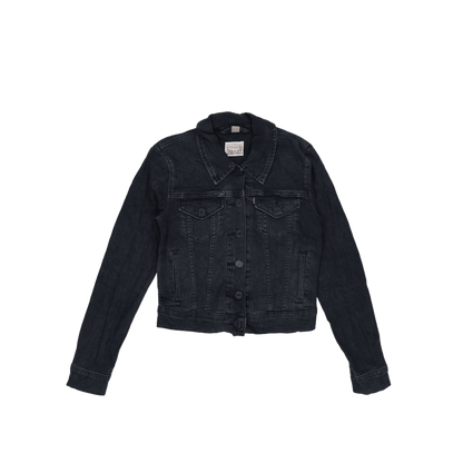 Levi's Black Denim Trucker Jacket Small 100% Cotton Collared