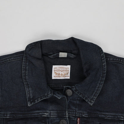 Levi's Black Denim Trucker Jacket Small 100% Cotton Collared