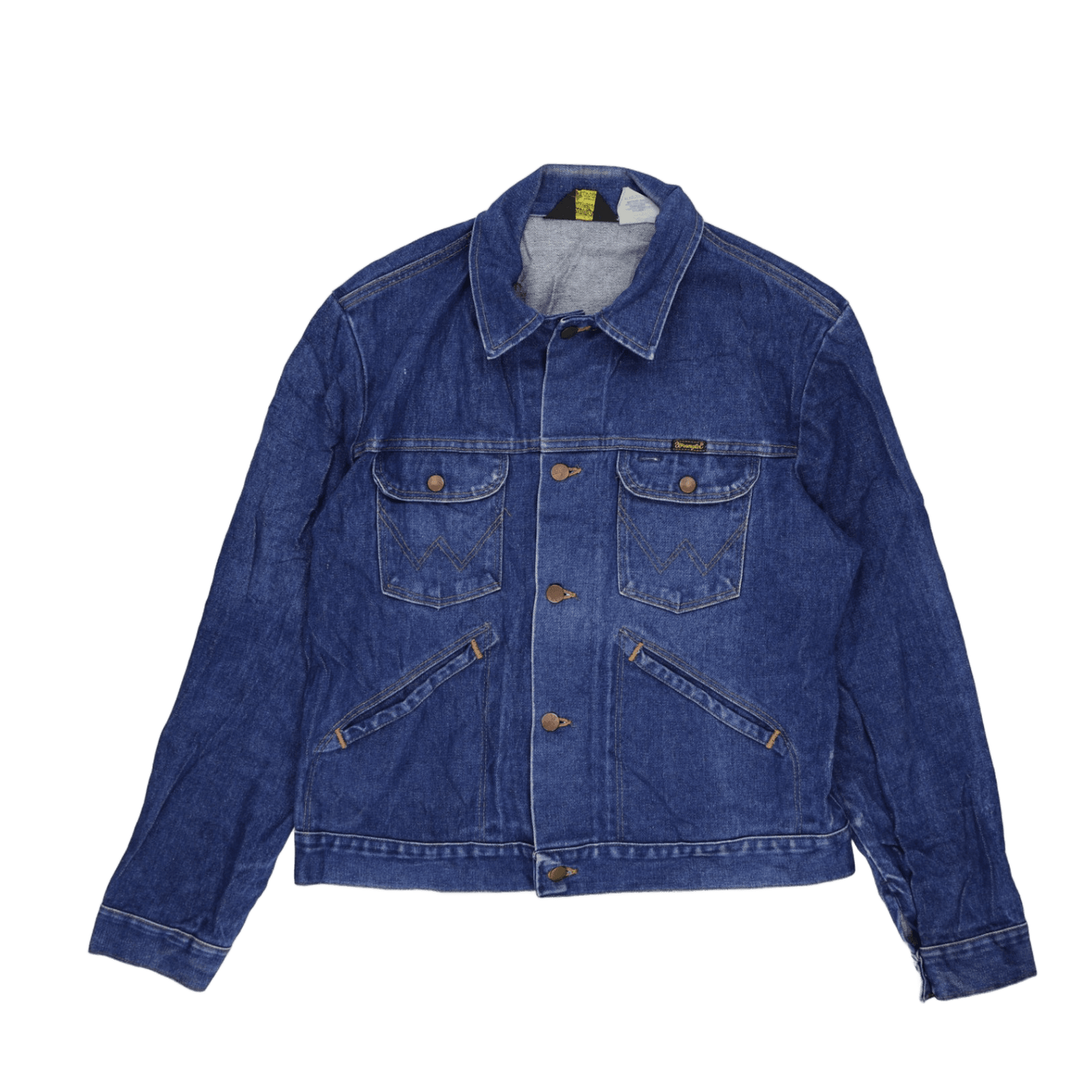 Wrangler Vintage Denim Jacket Blue Large 100 Percent Cotton 80s Style Collared