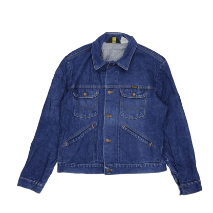 Wrangler Vintage Denim Jacket Blue Large 100 Percent Cotton 80s Style Collared
