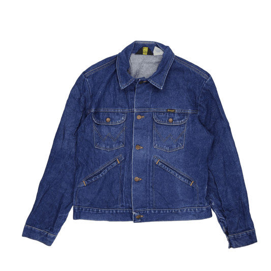 Wrangler Vintage Denim Jacket Blue Large 100 Percent Cotton 80s Style Collared