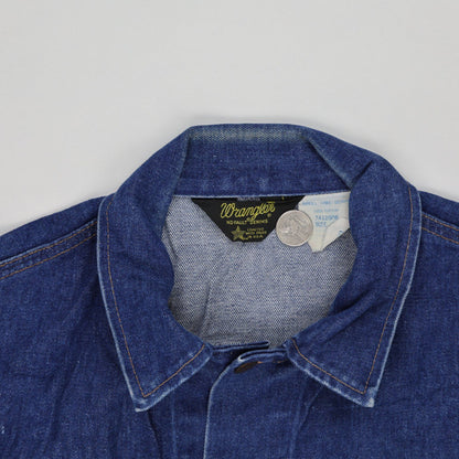 Wrangler Vintage Denim Jacket Blue Large 100 Percent Cotton 80s Style Collared