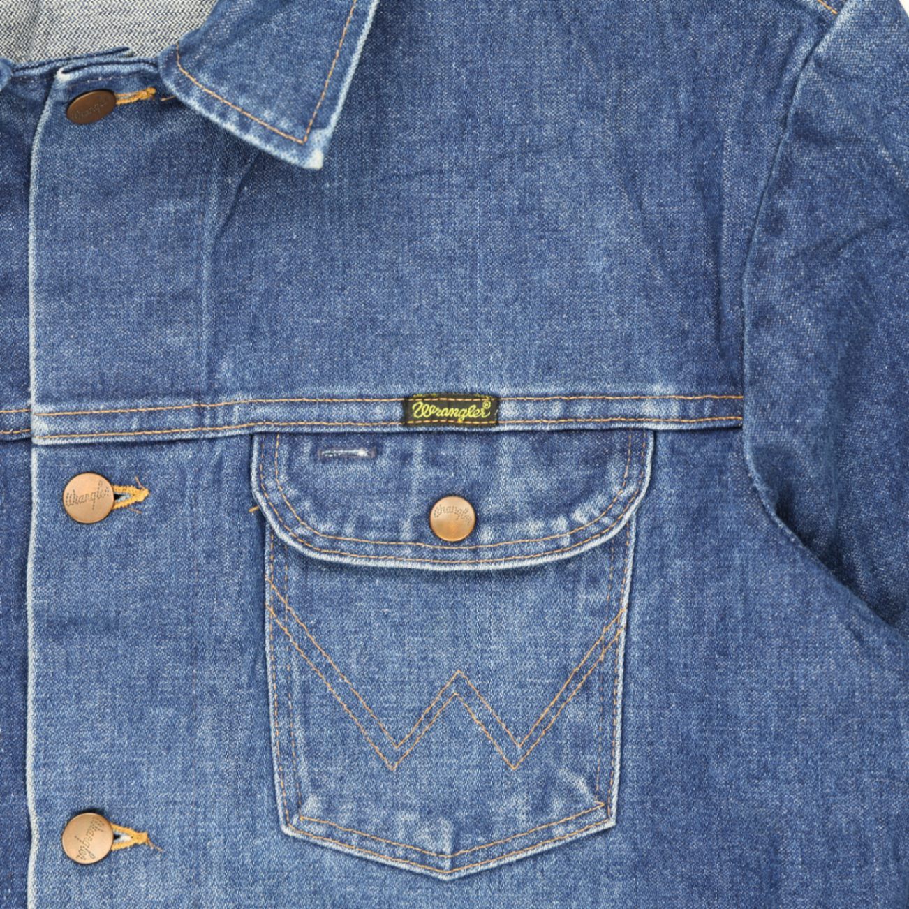 Wrangler Vintage Denim Jacket Blue Large 100 Percent Cotton 80s Style Collared