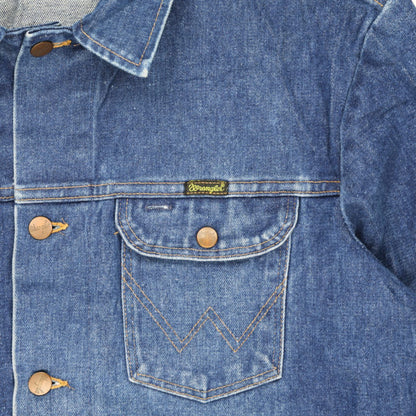 Wrangler Vintage Denim Jacket Blue Large 100 Percent Cotton 80s Style Collared