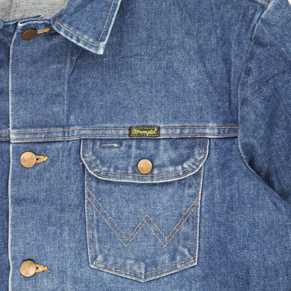 Wrangler Vintage Denim Jacket Blue Large 100 Percent Cotton 80s Style Collared