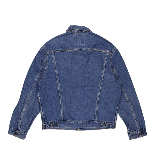Vintage Blue Denim Jacket for Men Size Large Cotton Collared Outerwear