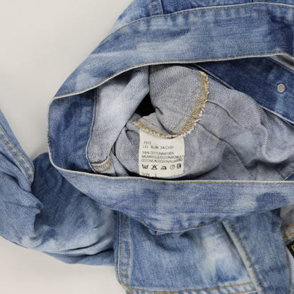Lee Vintage Bleached Denim Jacket Blue Large 100 Percent Cotton