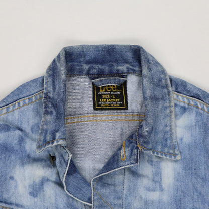 Lee Vintage Bleached Denim Jacket Blue Large 100 Percent Cotton