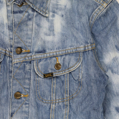 Lee Vintage Bleached Denim Jacket Blue Large 100 Percent Cotton