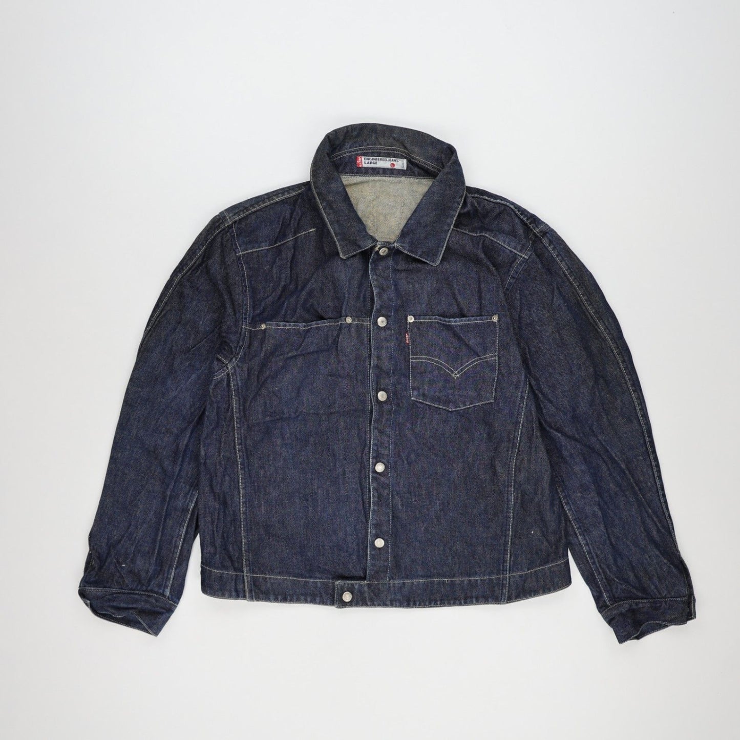 Levi's Engineered Jeans Vintage Denim Jacket Blue Large 100 Percent Cotton Collared
