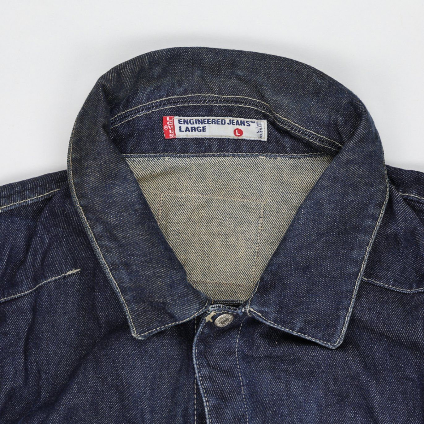 Levi's Engineered Jeans Vintage Denim Jacket Blue Large 100 Percent Cotton Collared