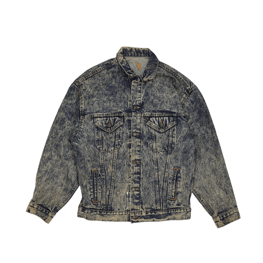 Levi's Vintage XL Acid Wash Denim Jacket Blue Cotton Collared