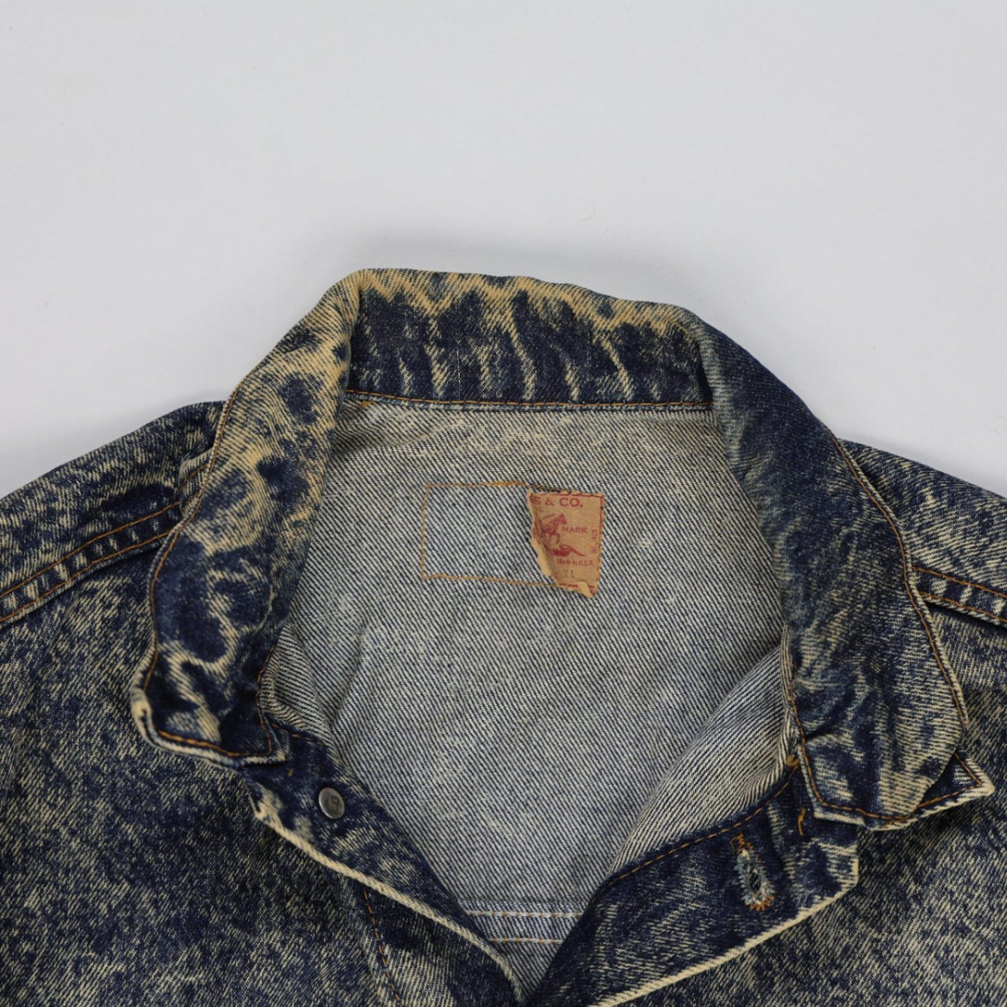 Levi's Vintage XL Acid Wash Denim Jacket Blue Cotton Collared