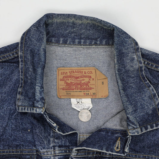Levi's Vintage 501 Denim Jacket Blue XL 100% Cotton Collared