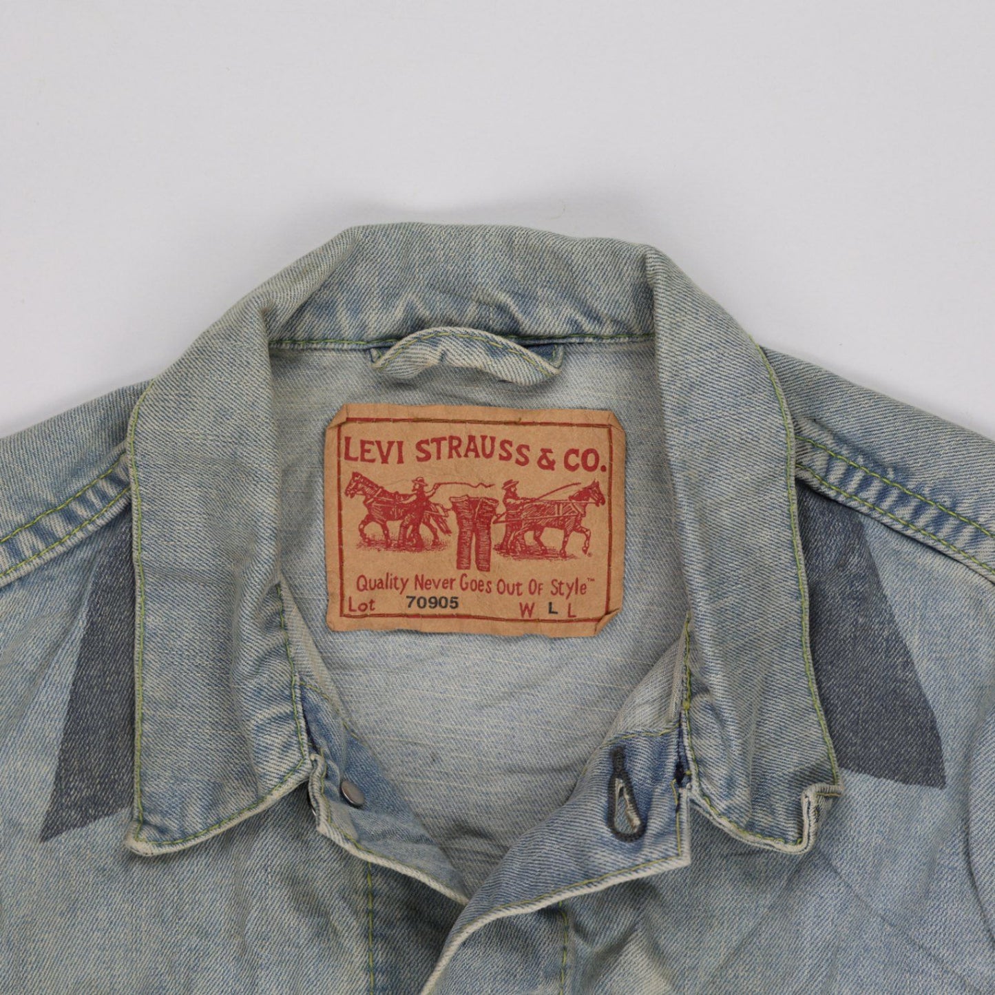 Levi's Vintage 70905 Light Blue Denim Jacket Large Cotton Collared