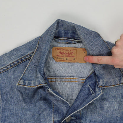 Levi's Vintage 70500 Trucker Jacket Indigo Blue Size Small 100% Cotton Unisex