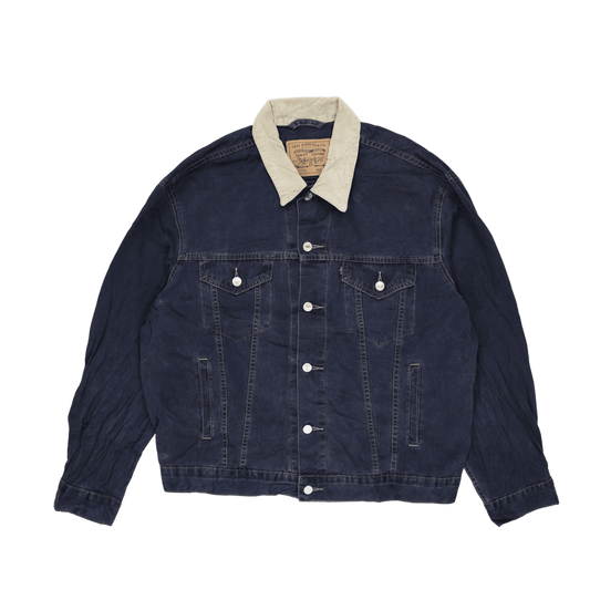 Levi's XL Dark Blue Vintage Denim Jacket with Cream Corduroy Collar Cotton