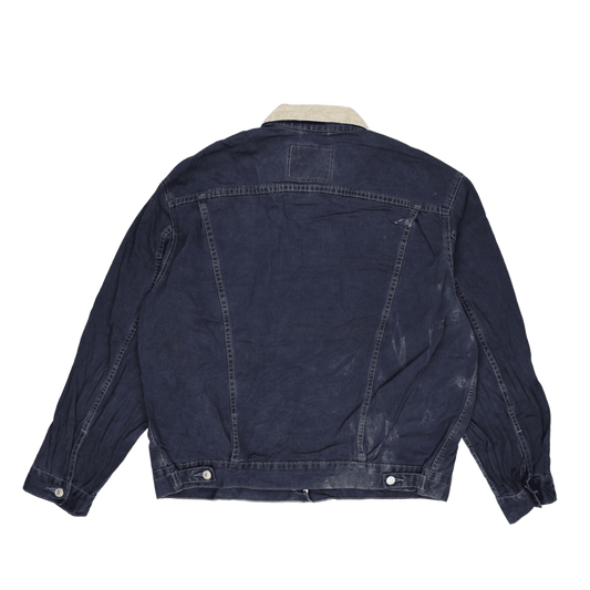 Levi's XL Dark Blue Vintage Denim Jacket with Cream Corduroy Collar Cotton