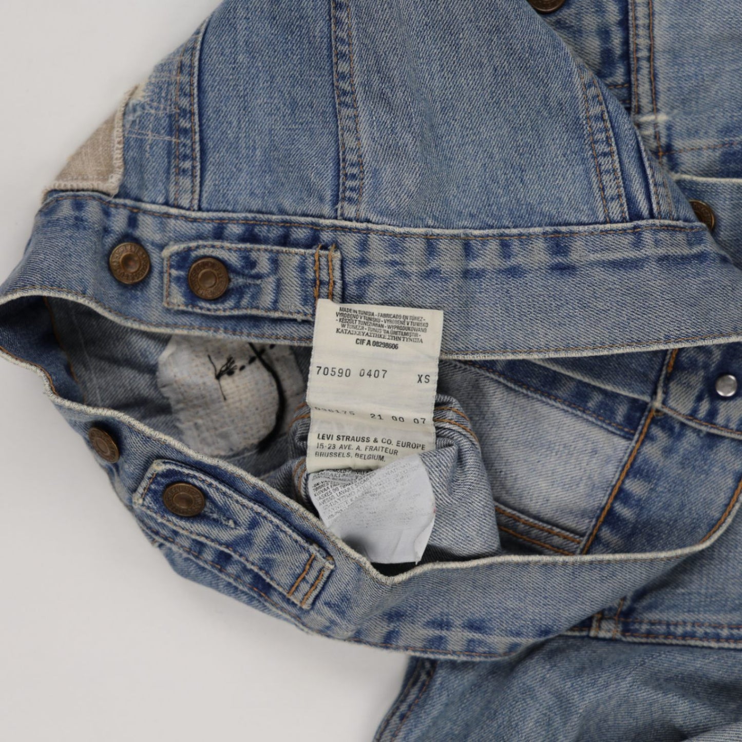 Levi's 70590 Vintage Denim Jacket Light Blue XS Cotton Denim Collared