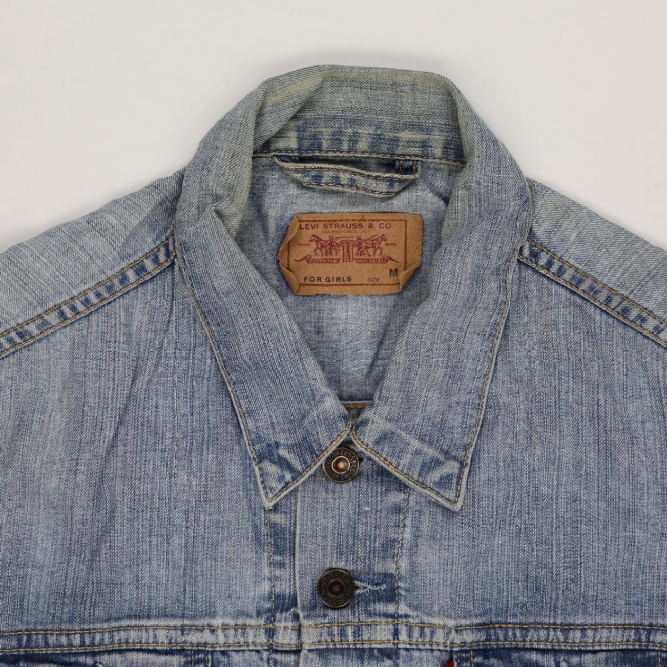 Levi's Vintage Girls Denim Trucker Jacket Blue Medium Cotton