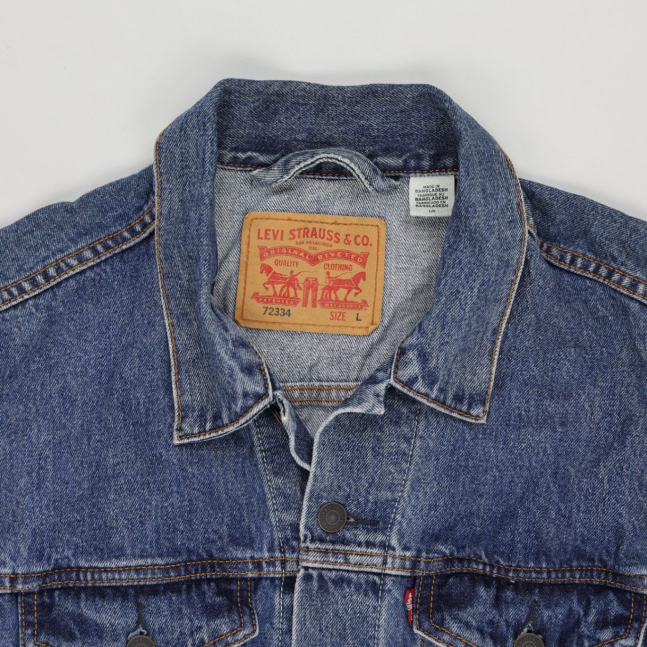 Levi's 72334 Vintage Denim Jacket Blue Large Cotton Denim Collared