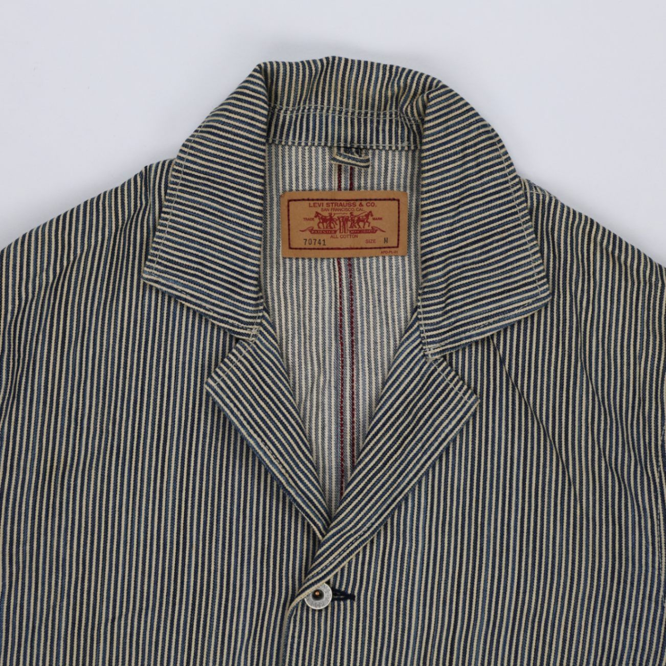 Levi's Vintage 70741 Striped Chore Jacket Blue Beige Medium Cotton