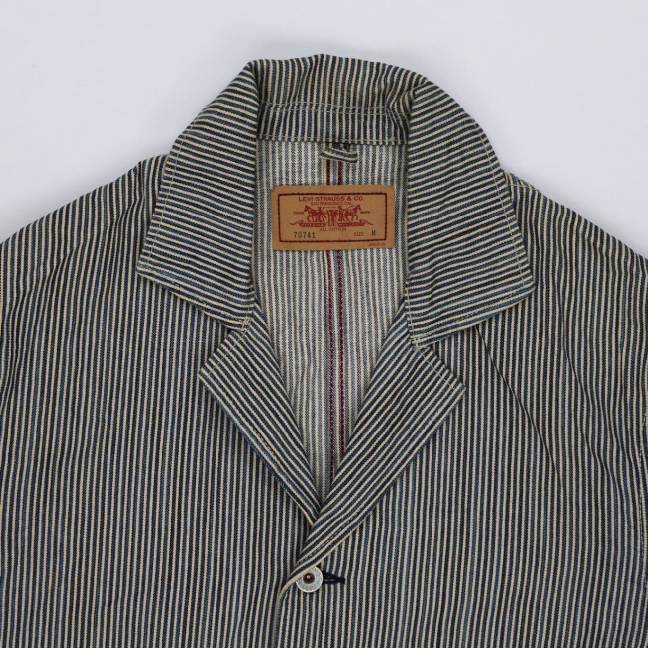 Levi's Vintage 70741 Striped Chore Jacket Blue Beige Medium Cotton