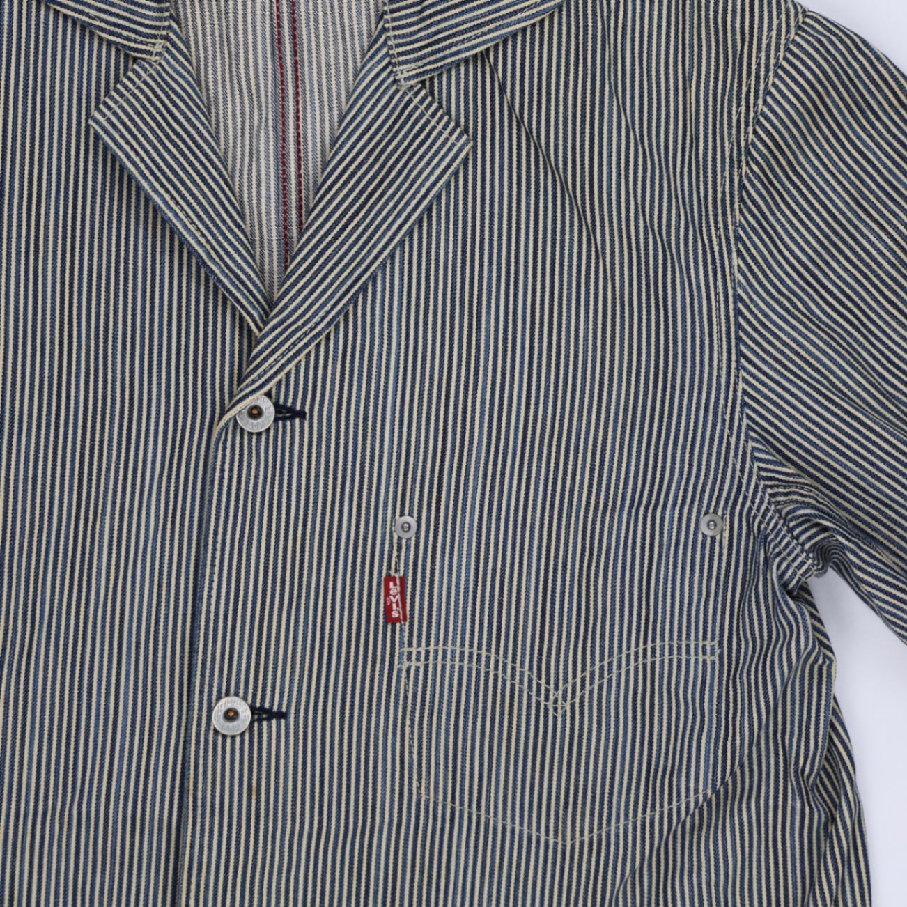 Levi's Vintage 70741 Striped Chore Jacket Blue Beige Medium Cotton