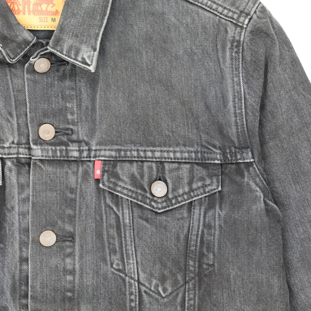 Levi's Black Denim Trucker Jacket Men's Size M Vintage Cotton