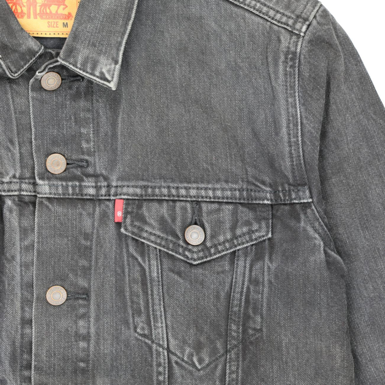 Levi's Black Denim Trucker Jacket Men's Size M Vintage Cotton