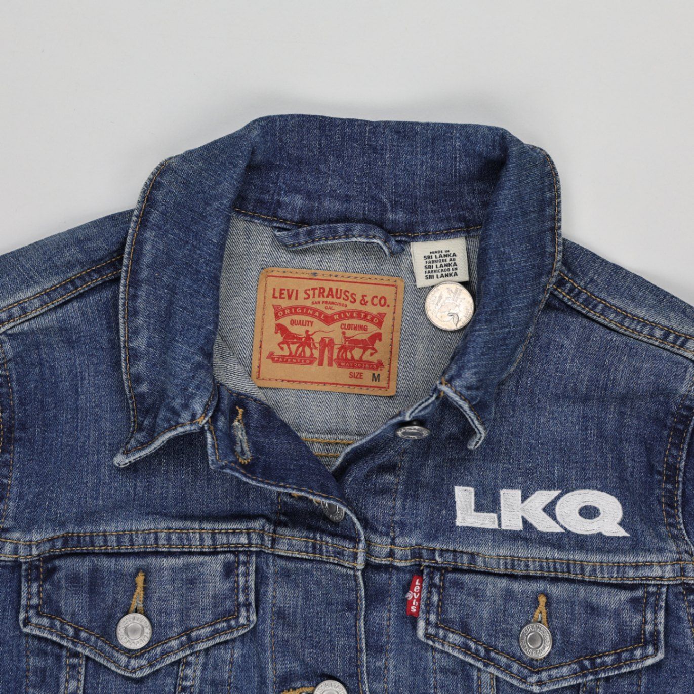 Levi's LKQ Logo Denim Jacket Blue Medium 100% Cotton Men's Vintage