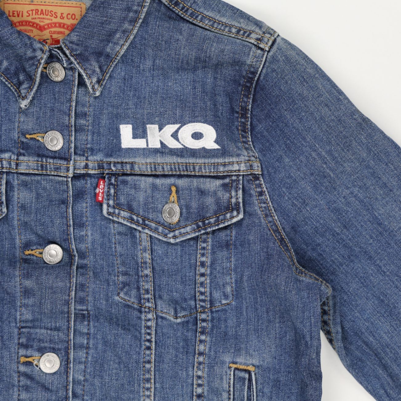 Levi's LKQ Logo Denim Jacket Blue Medium 100% Cotton Men's Vintage