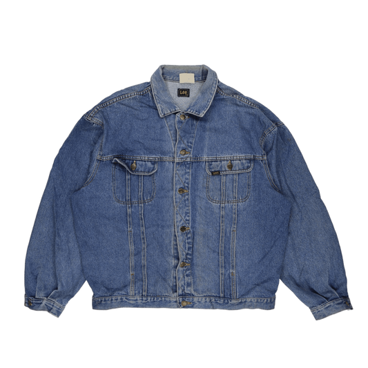 Lee Vintage Blue Denim Rider Jacket XL 100% Cotton Collared Men's Coat