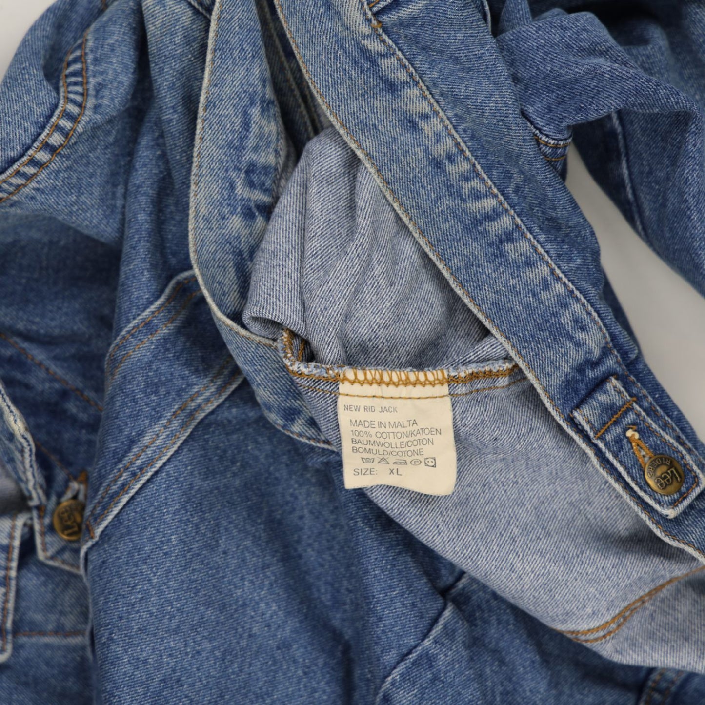Lee Vintage Blue Denim Rider Jacket XL 100% Cotton Collared Men's Coat