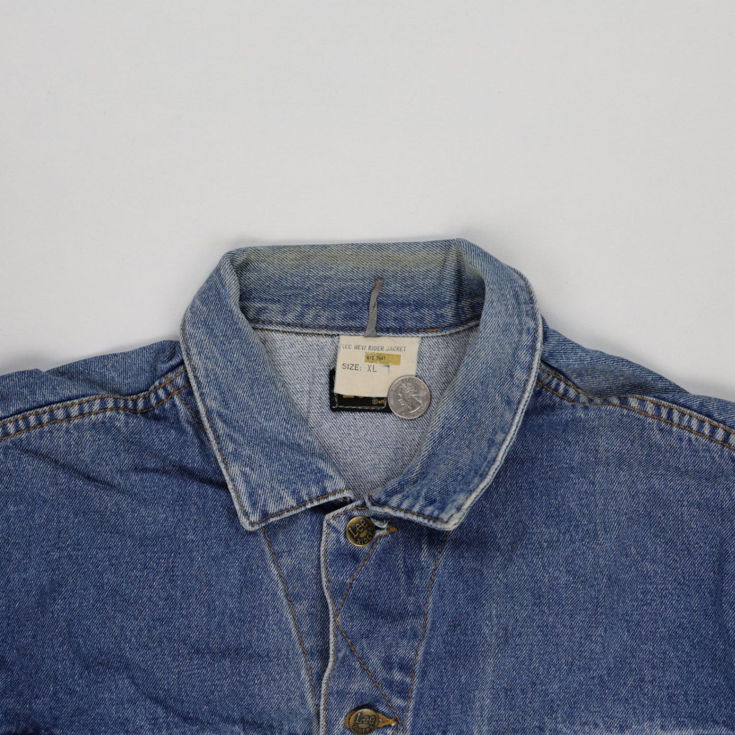 Lee Vintage Blue Denim Rider Jacket XL 100% Cotton Collared Men's Coat