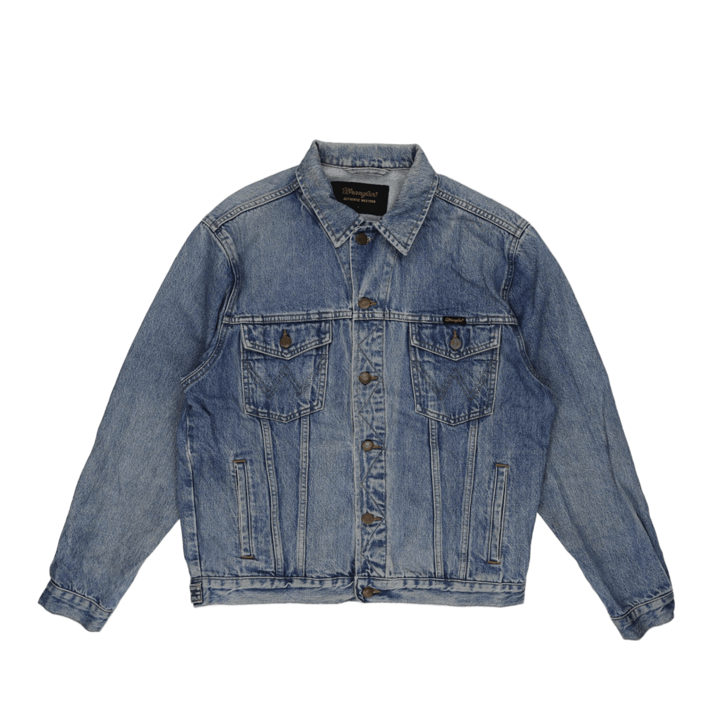 Wrangler Authentic Western Denim Jacket Blue Large 100% Cotton Vintage