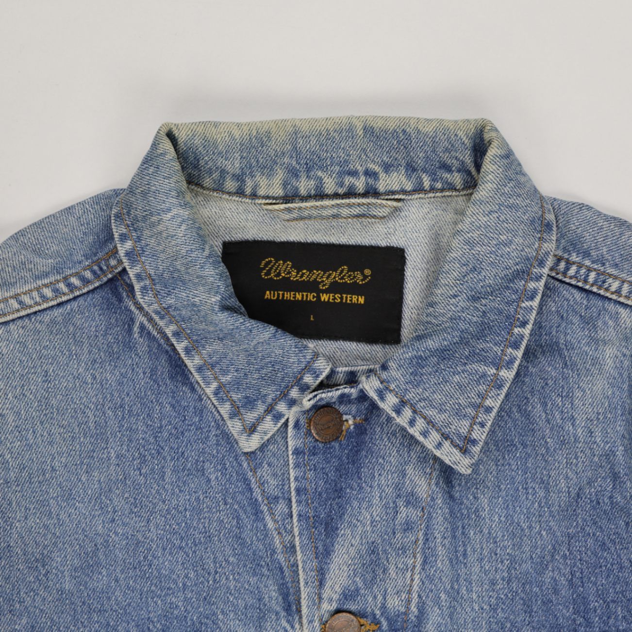 Wrangler Authentic Western Denim Jacket Blue Large 100% Cotton Vintage